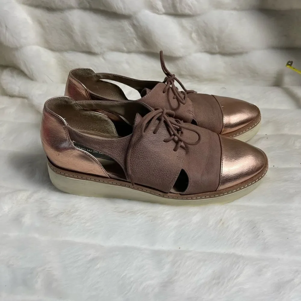 Steven by Steve Madden Pippar Rose gold Leather & PU Oxford platform shoes SZ10B